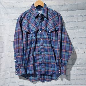 Rockmount Ranch Wear M Shirt Oversized Tru-West Snap Cowboy Southwestern Rodeo